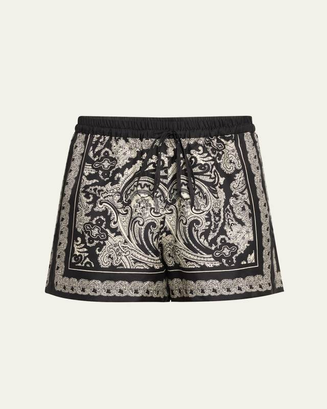 Frances Paisley Drawstring Silk Shorts